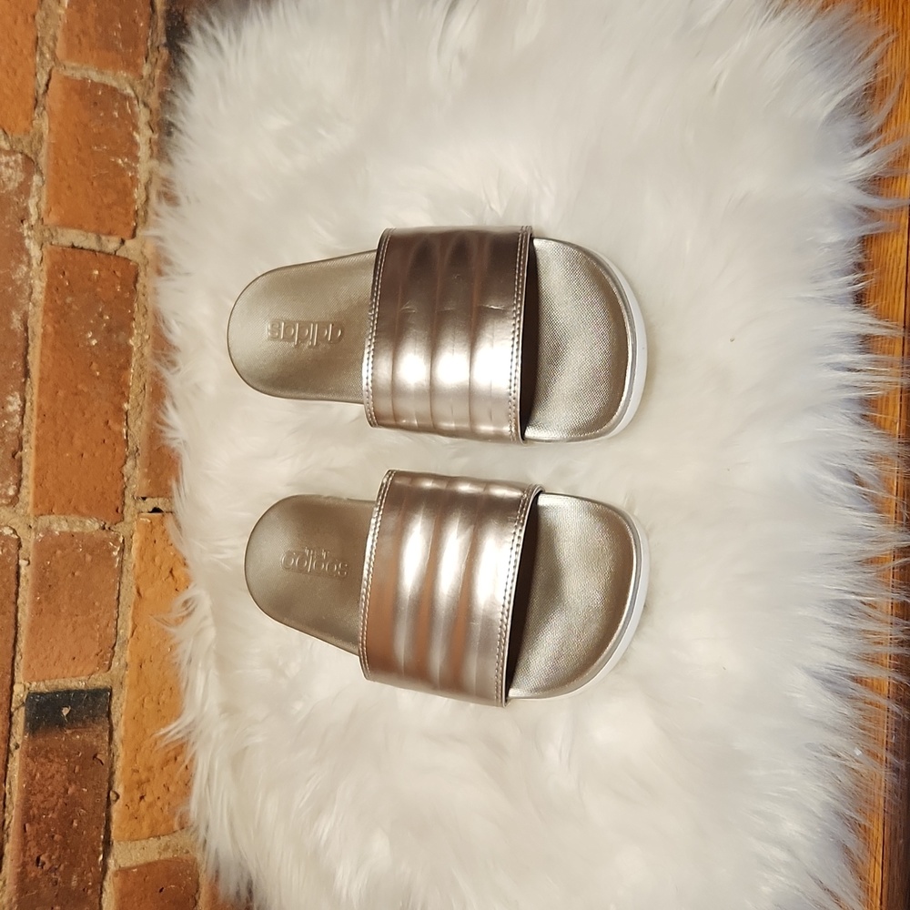 Adidas Metallic Rose Gold Slides